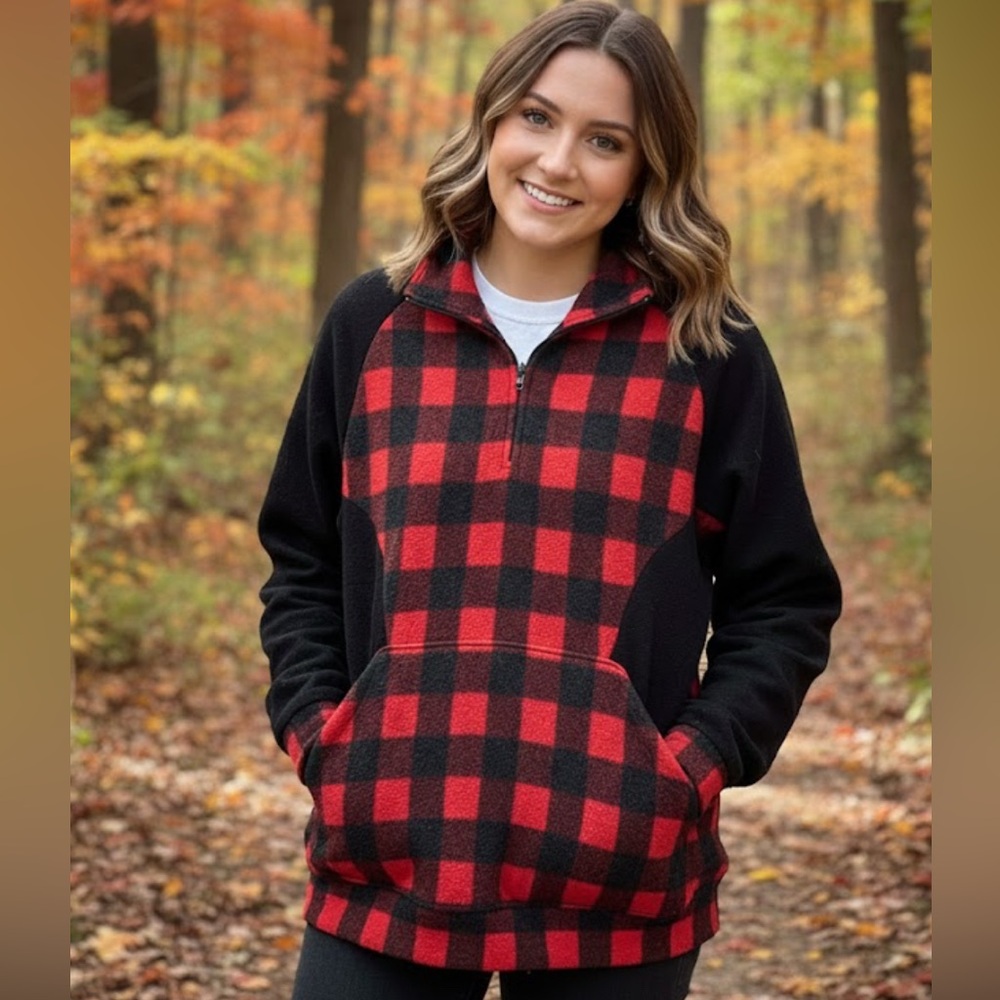 Bibi Buffalo Plaid Pullover Sweatshirt